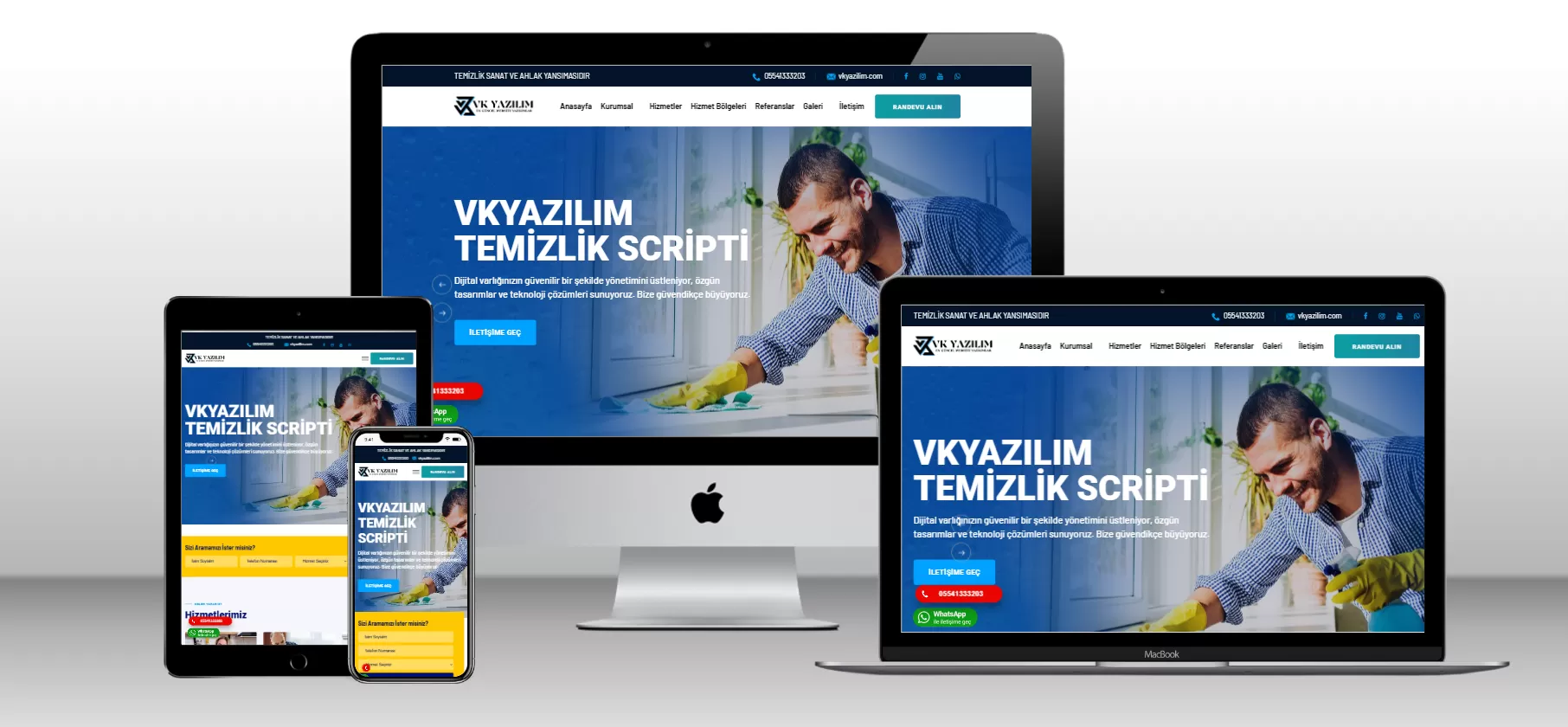 Kurumsal Temizlik Şirketi Scripti V2 - Mobil Uyumlu - Webmios