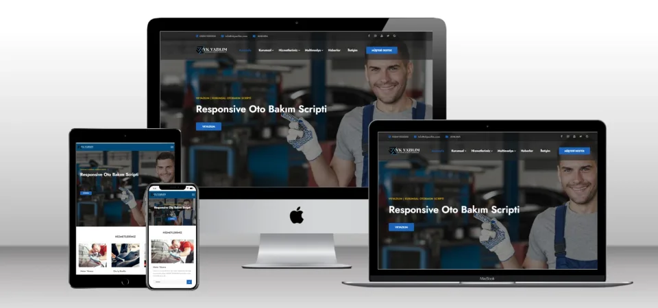 Kurumsal Oto Yıkama ve Bakım Scripti V1 - Mobil Uyumlu Hazır Web Site - Vkyazılım