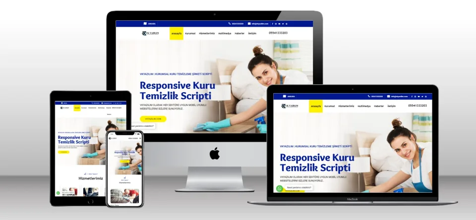 Kurumsal Kuru Temizleme Firması Scripti V1 - Mobil Uyumlu Hazır Web Site - Vkyazılım