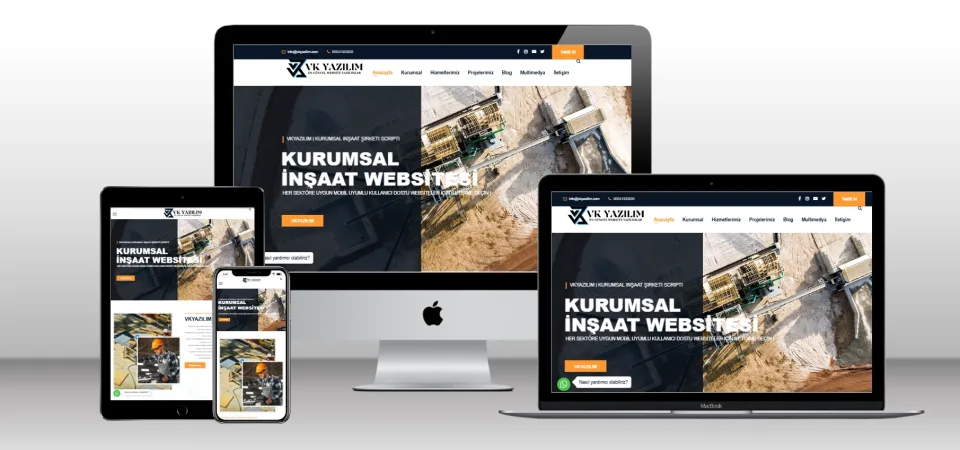 Kurumsal İnşaat Yapı Scripti V5 - Mobil Uyumlu Hazır Web Site - Vkyazılım