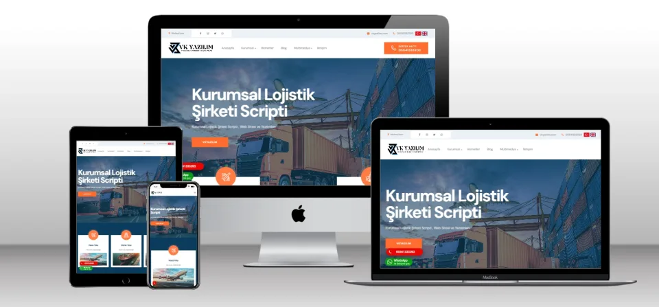 Kurumsal Lojistik Taşıma Scripti V4 - Mobil Uyumlu Hazır Web Site - Vkyazılım