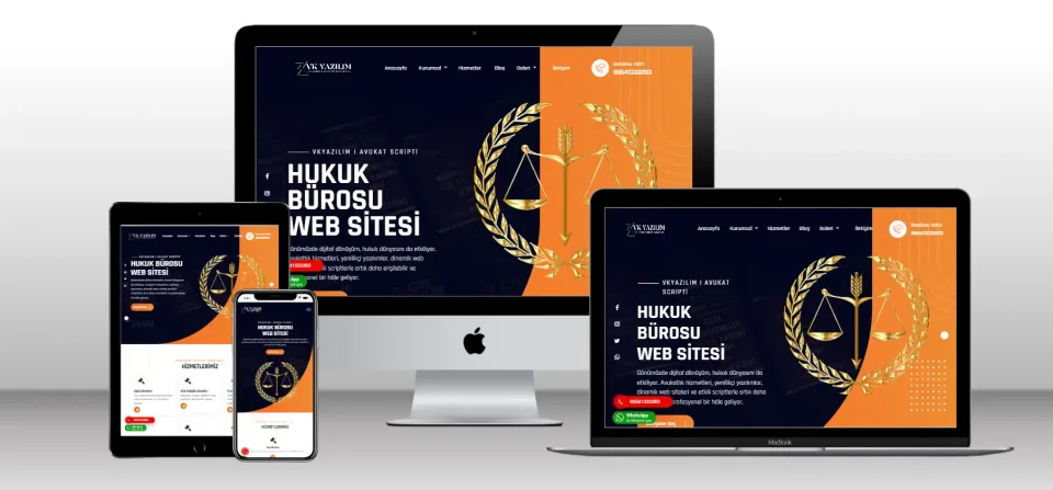 Hukuk Bürosu Avukat Scripti V3 - Mobil Uyumlu Hazır Web Site - Vkyazılım