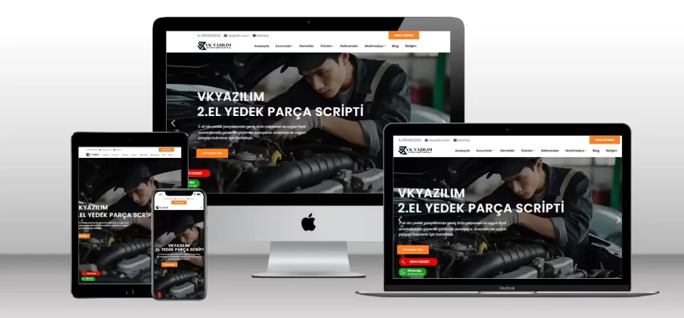 Oto Yedek Parça Scripti V1 - Mobil Uyumlu Hazır Web Site - Vkyazılım