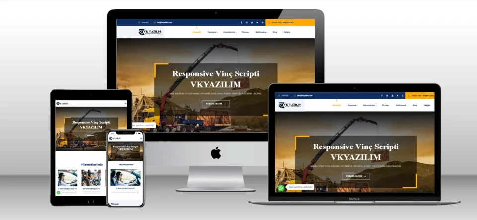 Kurumsal Vinç ve Operatör Scripti V1 - Mobil Uyumlu Hazır Web Site - Vkyazılım