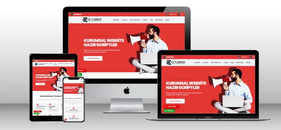 Kurumsal Web Tasarım Scripti V2 - Mobil Uyumlu Hazır Web Site - Vkyazılım