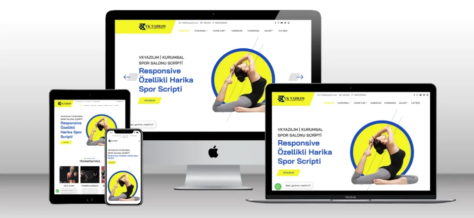 Spor Salonu Scripti V2 - Mobil Uyumlu Hazır Web Site - Vkyazılım