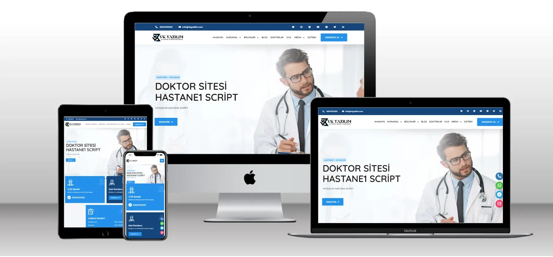 Kurumsal Hastane Scripti V1 - Mobil Uyumlu Hazır Web Site - Vkyazılım