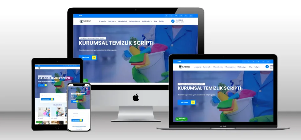 Kurumsal Temizlik Şirketi Scripti V3 - Mobil Uyumlu Hazır Web Site - Vkyazılım
