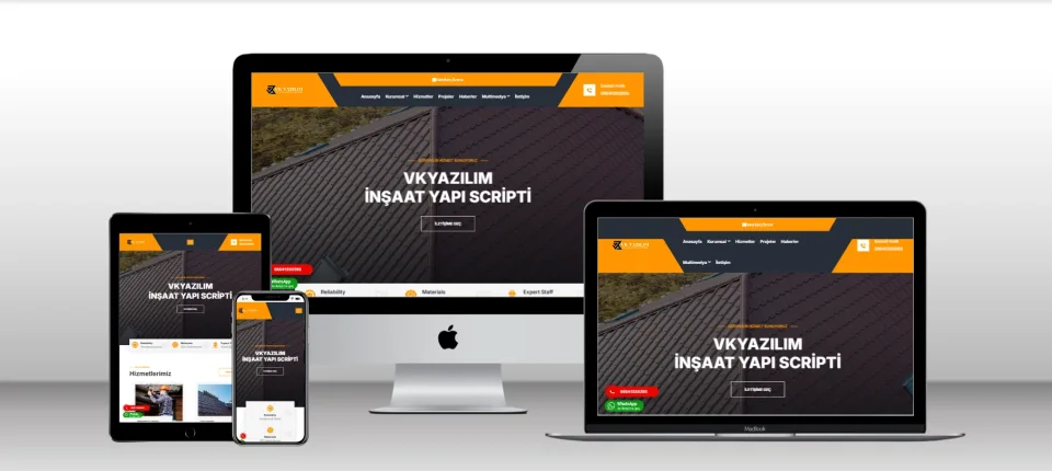 Kurumsal İnşaat Yapı Scripti V4 - Mobil Uyumlu Hazır Web Site - Vkyazılım