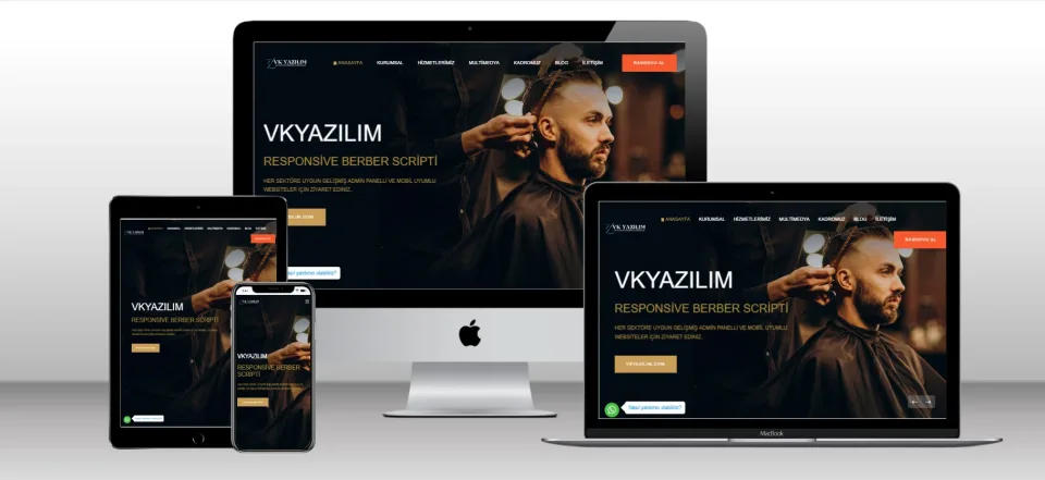 Kuaför Berber Scripti V2 - Mobil Uyumlu Hazır Web Site - Vkyazılım