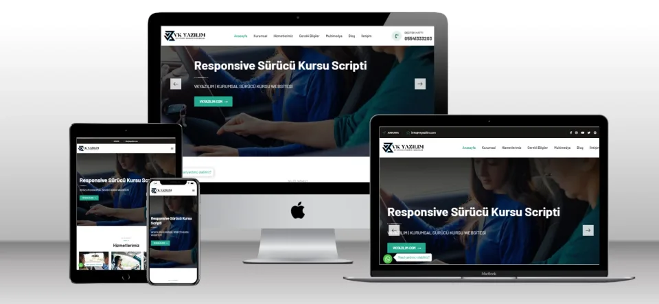 Kurumsal Sürücü Kursu Şirketi Scripti V2 - Mobil Uyumlu Hazır Web Site - Vkyazılım