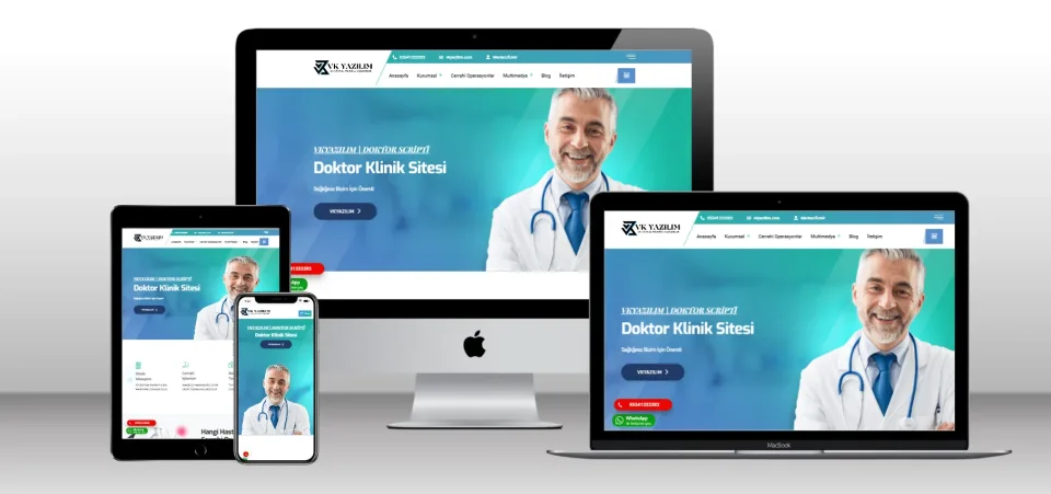 Klinik Hastane Doktor Scripti V2 - Mobil Uyumlu Hazır Web Site - Vkyazılım