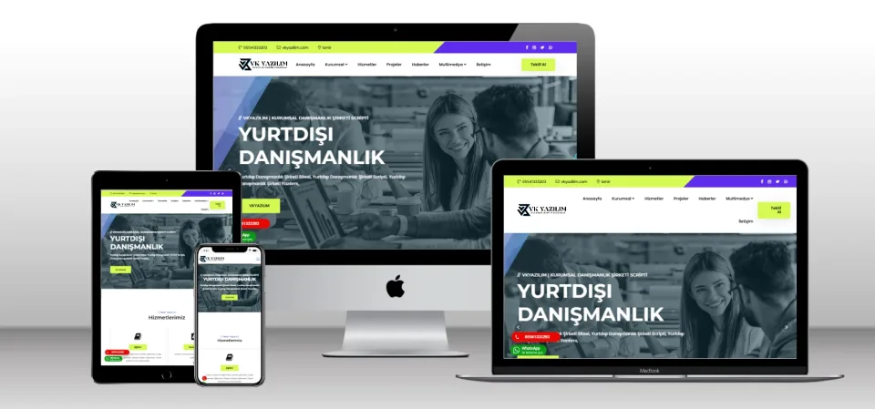 Kurumsal Yurtdışı Danışmanlık Şirketi Scripti V1 - Mobil Uyumlu Hazır Web Site - Vkyazılım