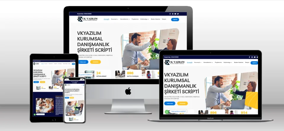 Kurumsal Yurtdışı Danışmanlık Şirketi Scripti V2 - Mobil Uyumlu Hazır Web Site - Vkyazılım