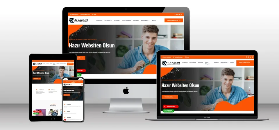 Kurumsal Teknik Servis Scripti V1 - Mobil Uyumlu Hazır Web Site - Vkyazılım
