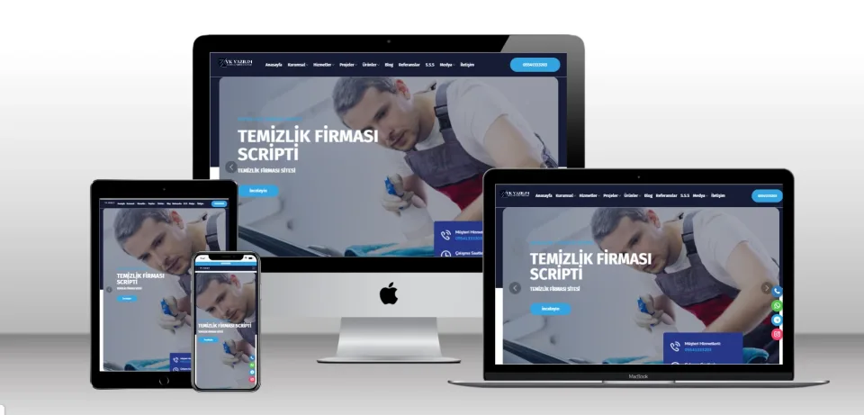 Kurumsal Temizlik Şirketi Scripti V1 - Mobil Uyumlu Hazır Web Site - Vkyazılım