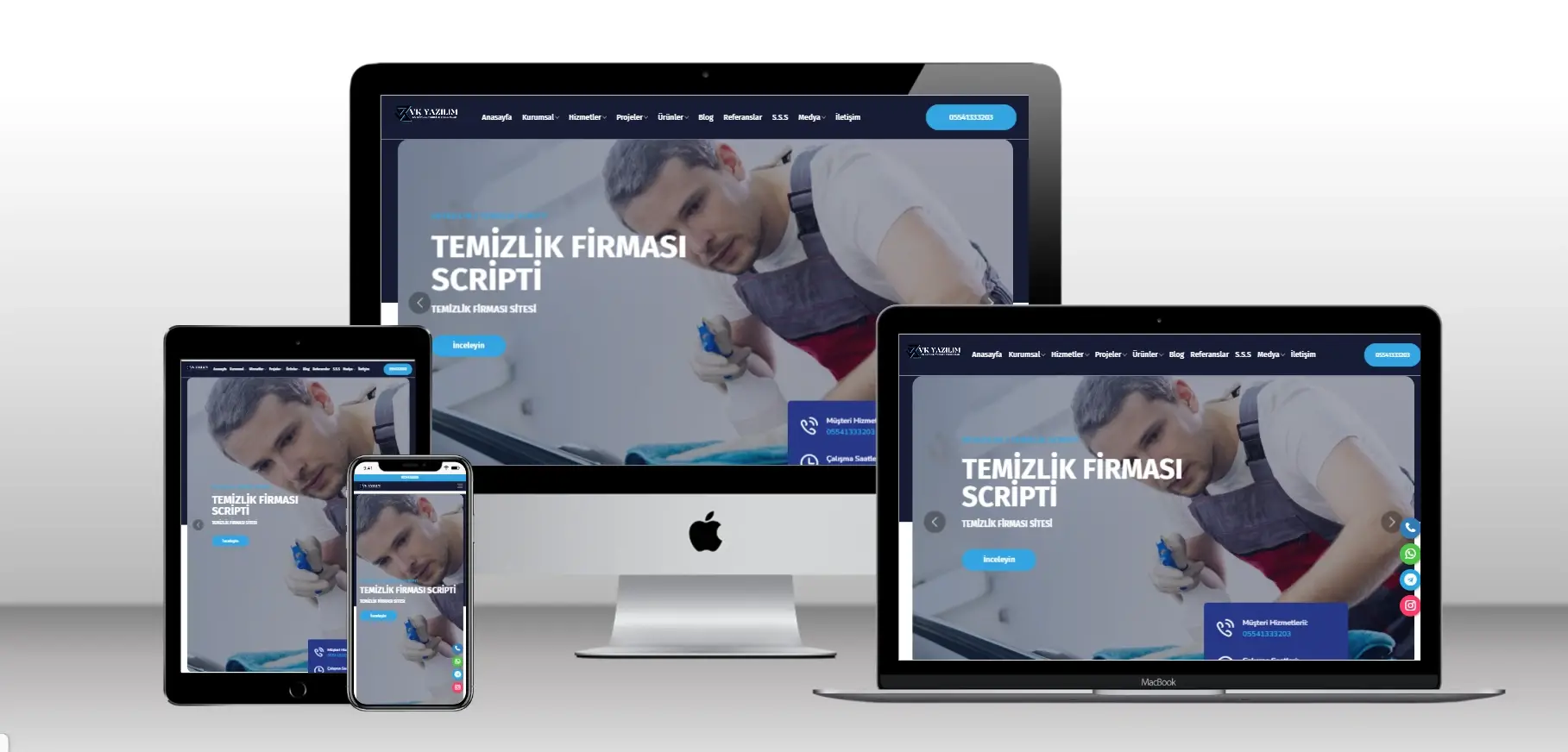 Kurumsal Temizlik Şirketi Scripti V1 - Mobil Uyumlu Hazır Web Site - Vkyazılım