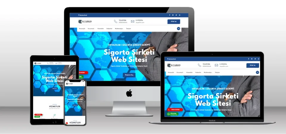 Kurumsal Sigorta Şirketi Scripti V1 - Mobil Uyumlu Hazır Web Site - Vkyazılım