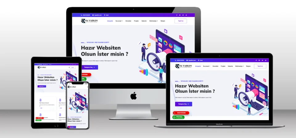 Kurumsal Web Tasarım Scripti V3 - Mobil Uyumlu Hazır Web Site - Vkyazılım