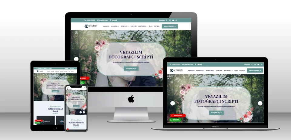 Kurumsal Fotoğrafçı Scripti V3 - Mobil Uyumlu Hazır Web Site - Vkyazılım