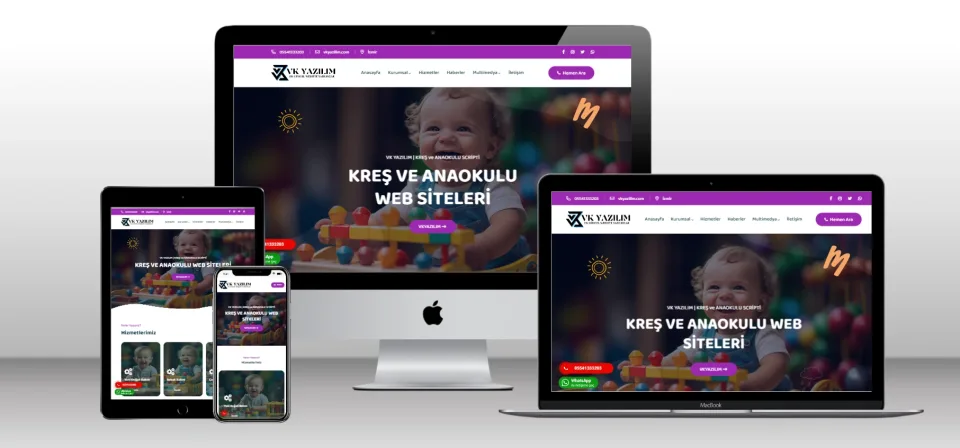 Anaokulu Kreş Scripti V1 - Mobil Uyumlu Hazır Web Site - Vkyazılım