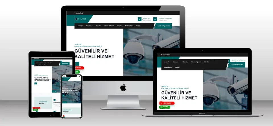 Kurumsal Kamera Güvenlik Sistemleri Scripti V1 - Mobil Uyumlu Hazır Web Site - Vkyazılım