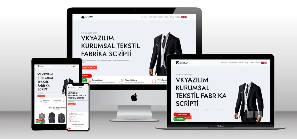 Kurumsal Tekstil Fabrikası Scripti V2 - Mobil Uyumlu Hazır Web Site - Vkyazılım