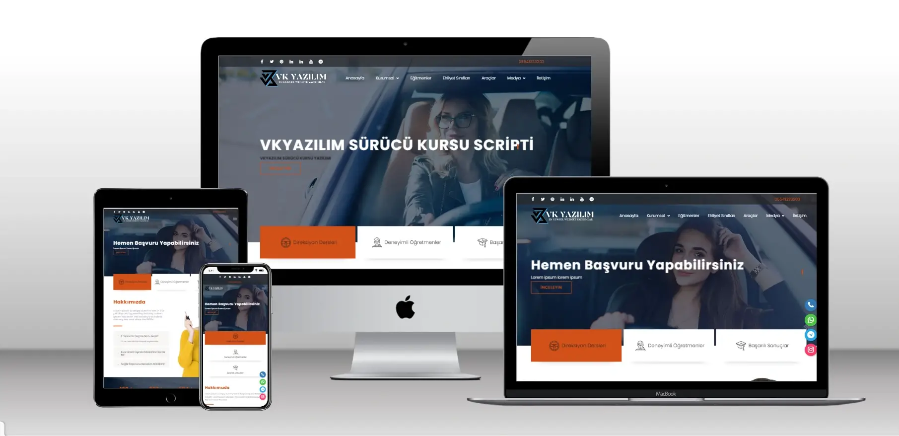 Kurumsal Sürücü Kursu Şirketi Scripti V1 - Mobil Uyumlu Hazır Web Site - Vkyazılım