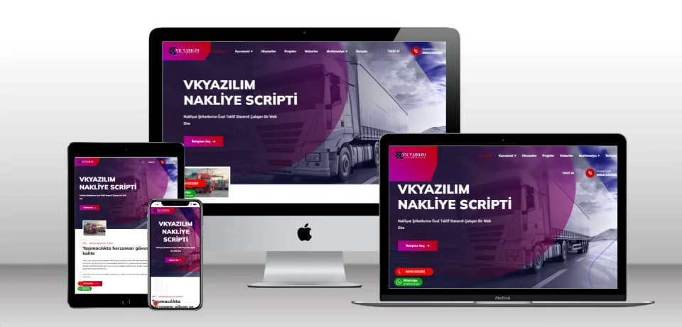 Kurumsal Nakliye Şirketi Scripti V1 - Mobil Uyumlu Hazır Web Site - Vkyazılım