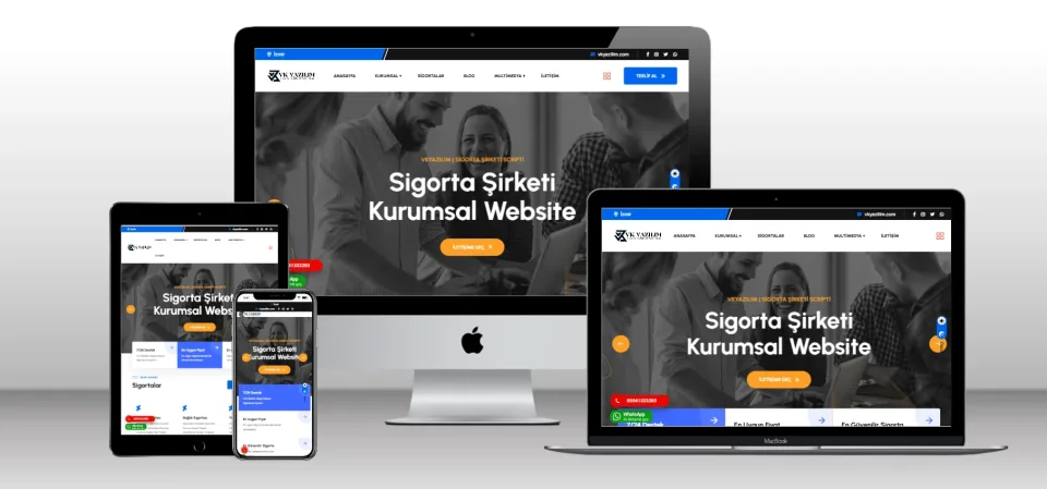 Kurumsal Sigorta Şirketi Scripti V2 - Mobil Uyumlu Hazır Web Site - Vkyazılım