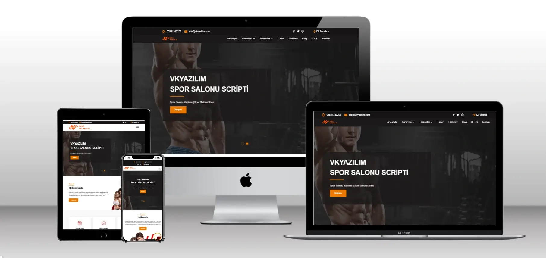 Spor Salonu Scripti V1 - Mobil Uyumlu Hazır Web Site - Vkyazılım