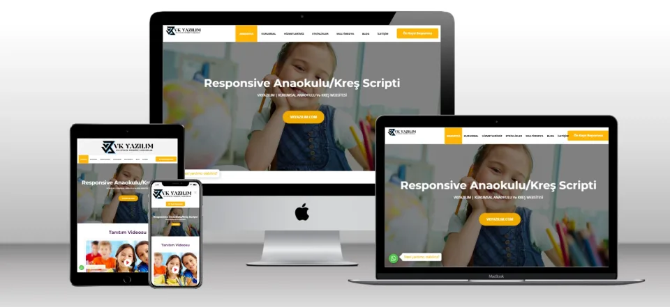 Anaokulu Kreş Scripti V3 - Mobil Uyumlu Hazır Web Site - Vkyazılım