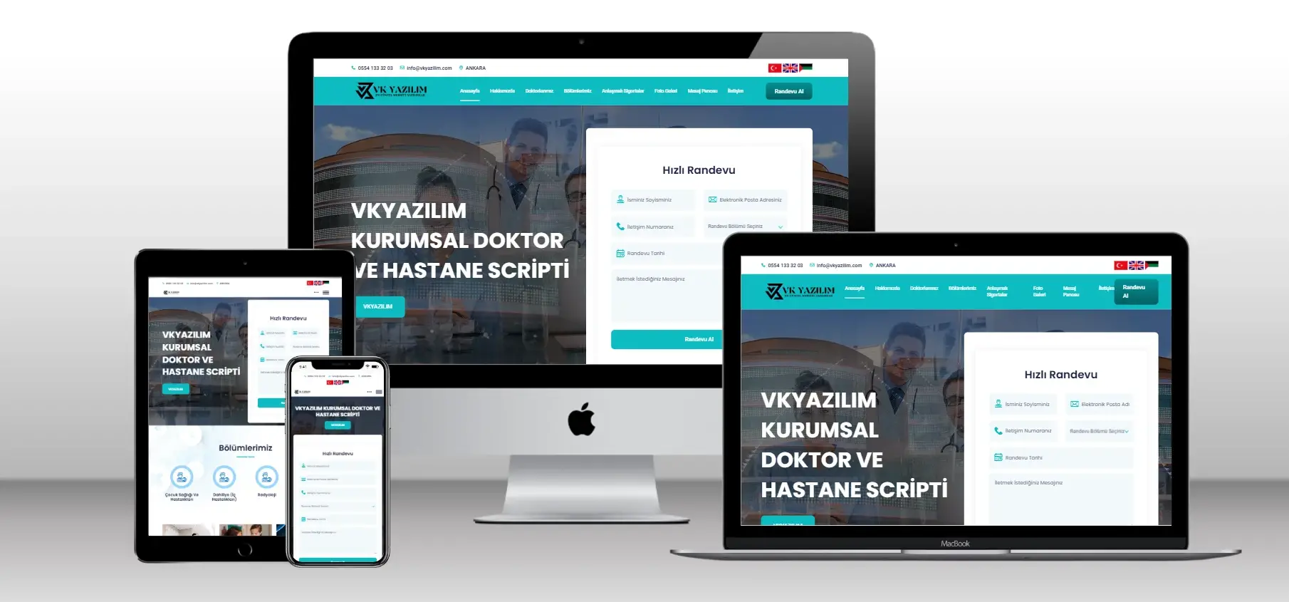 Klinik Hastane Doktor Scripti V7 - Mobil Uyumlu Hazır Web Site - Vkyazılım