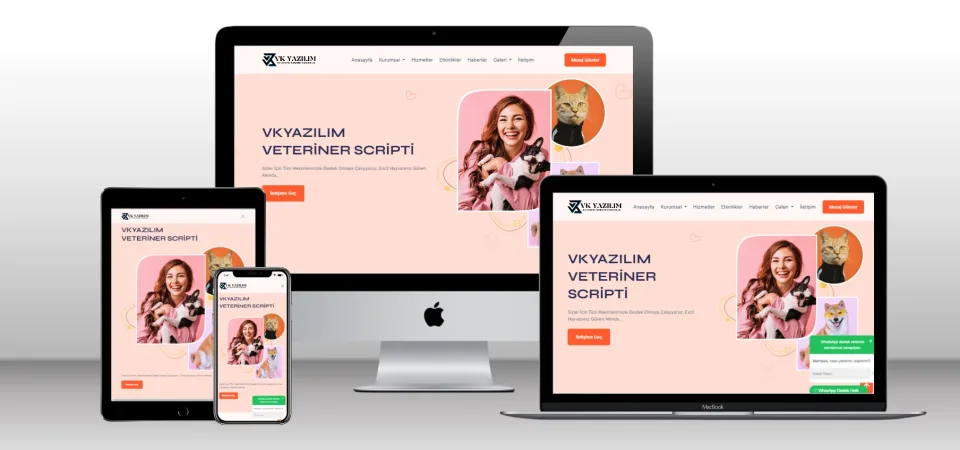 Kurumsal Veteriner Klinik Scripti V1 - Mobil Uyumlu Hazır Web Site - Vkyazılım