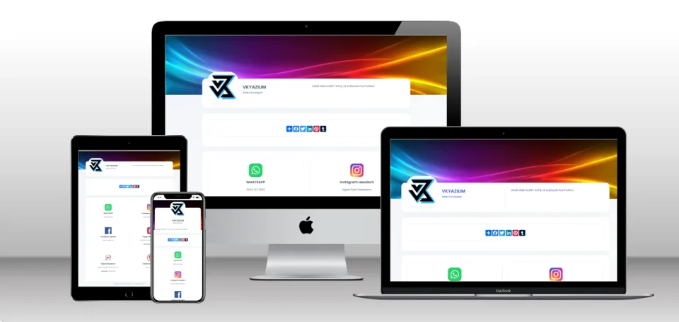 Dijital Kartvizit CV Scripti V1 - Mobil Uyumlu Hazır Web Site - Vkyazılım