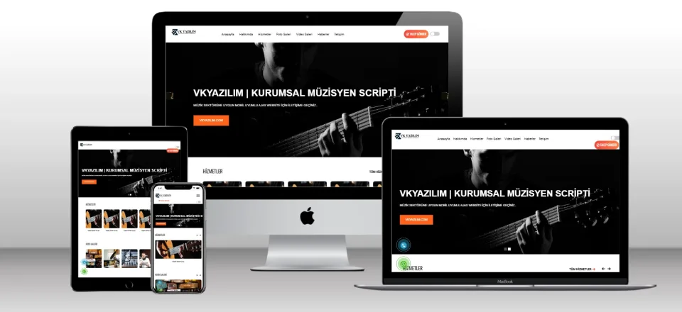 Kurumsal Müzisyen ve Şarkıcı Scripti V1 - Mobil Uyumlu Hazır Web Site - Vkyazılım