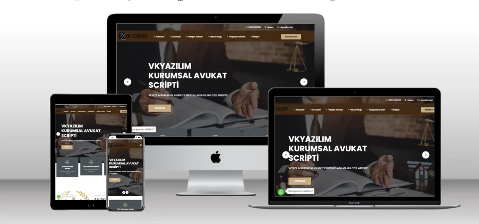Hukuk Bürosu Avukat Scripti V4 - Mobil Uyumlu Hazır Web Site - Vkyazılım