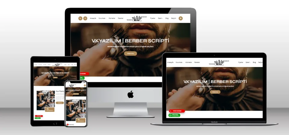 Kuaför Berber Scripti V1 - Mobil Uyumlu Hazır Web Site - Vkyazılım