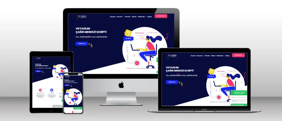 Kurumsal Çağrı Merkezi Scripti V1 - Mobil Uyumlu Hazır Web Site - Vkyazılım
