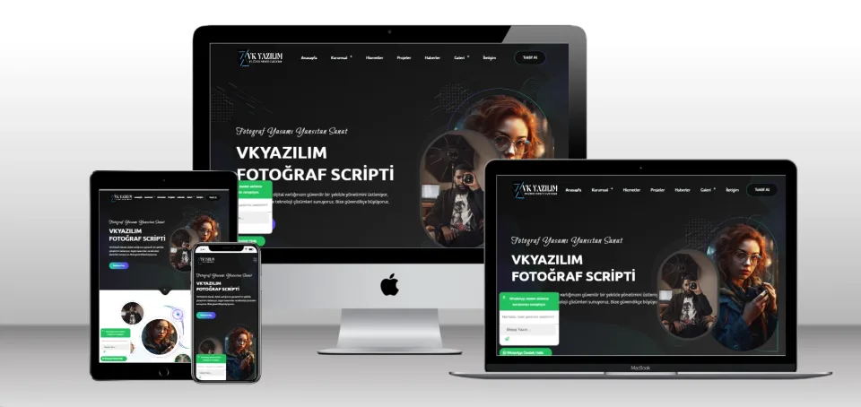 Kurumsal Fotoğrafçı Scripti V1 - Mobil Uyumlu Hazır Web Site - Vkyazılım
